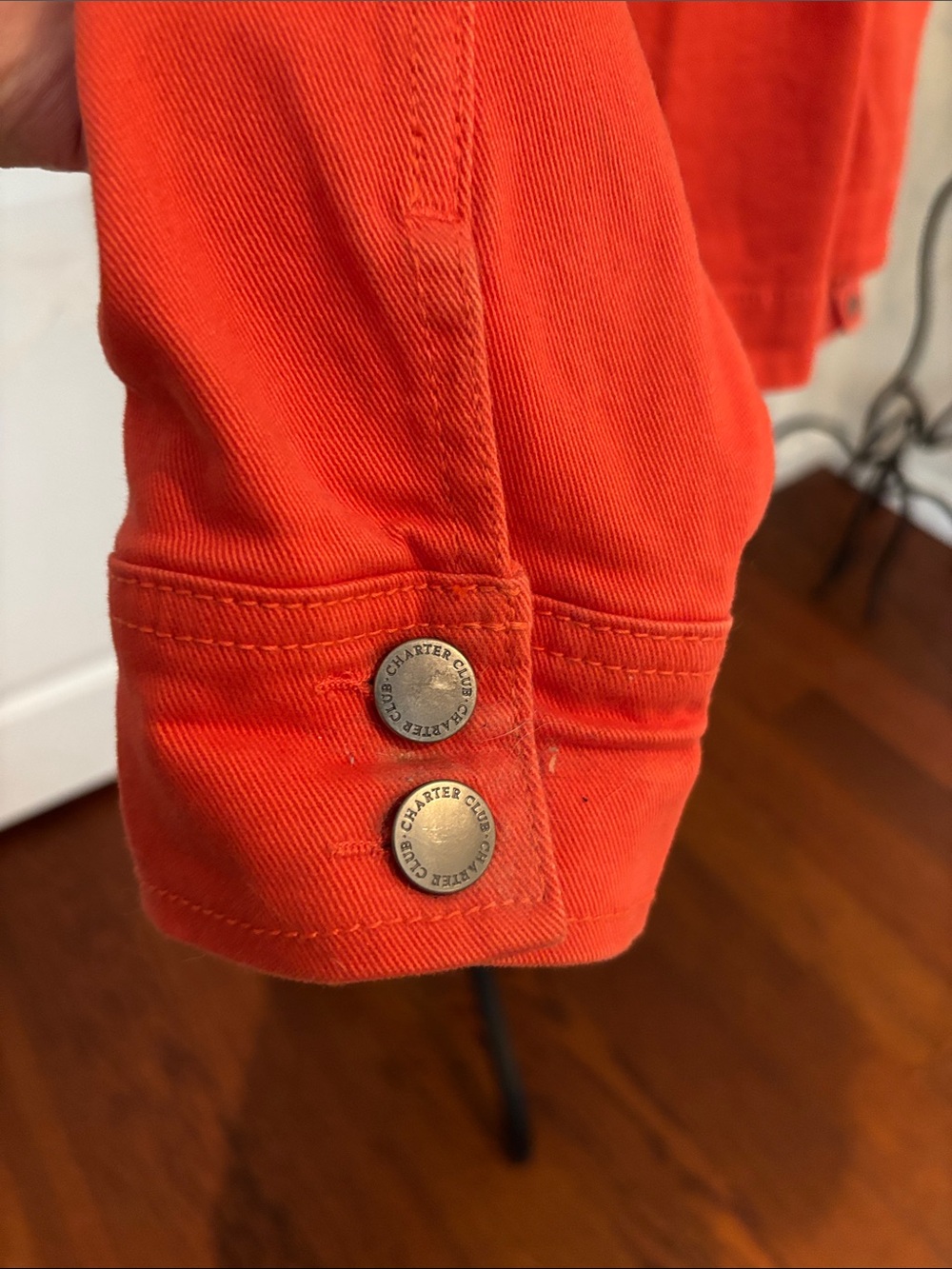 Charter Club Dark Orange Button-Front Jean Jacket - Picture 5 of 7
